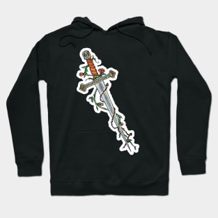 Watercolor Sword With Vines and Flowers Hoodie